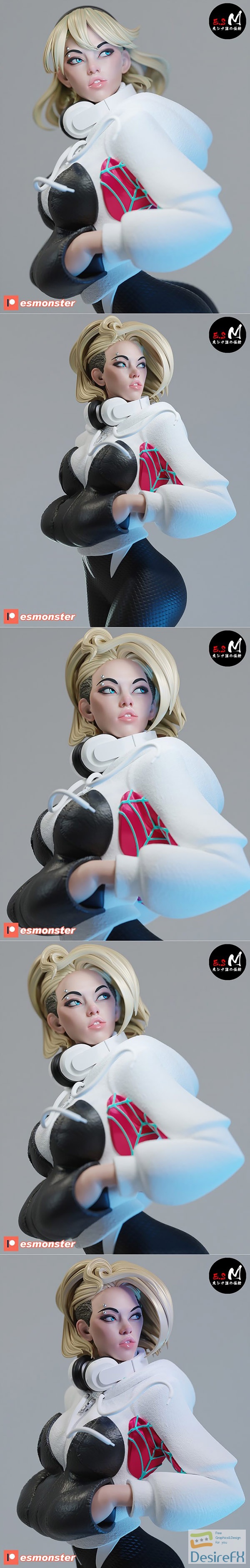 E.S Monster – White Spider Gwen – 3D Print Model