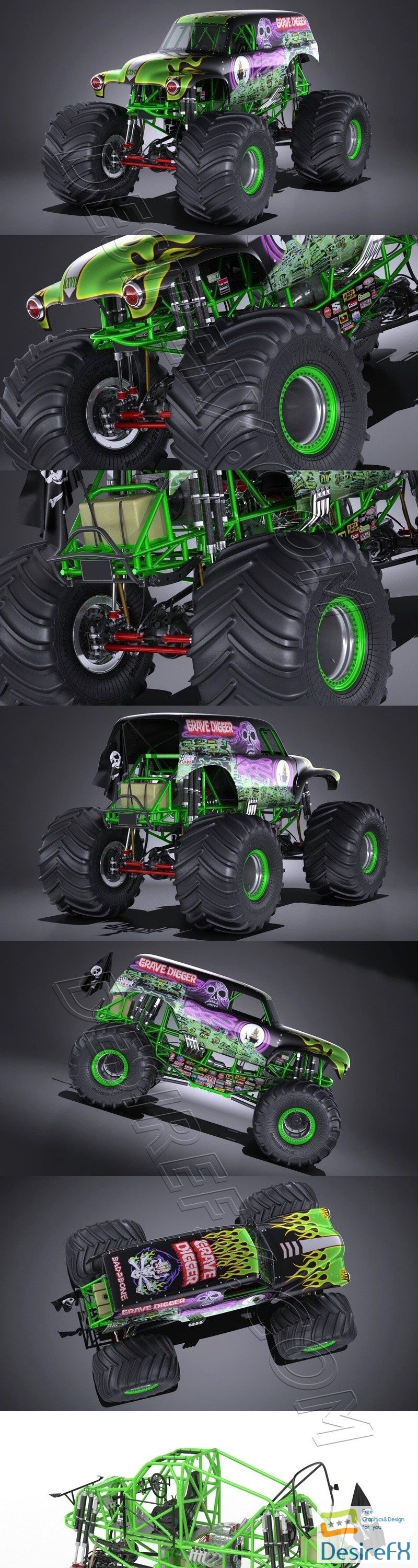 Grave Digger Monster Truck 3D Model