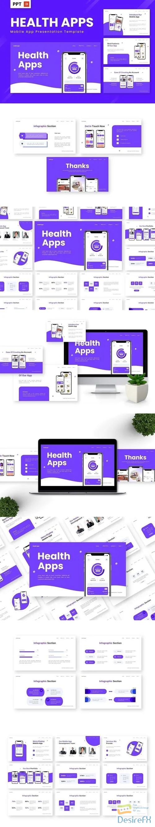Health Apps - Mobile App Powerpoint Templates