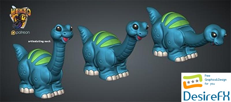 Hex3D - Bronty Dinosaur 3D Print