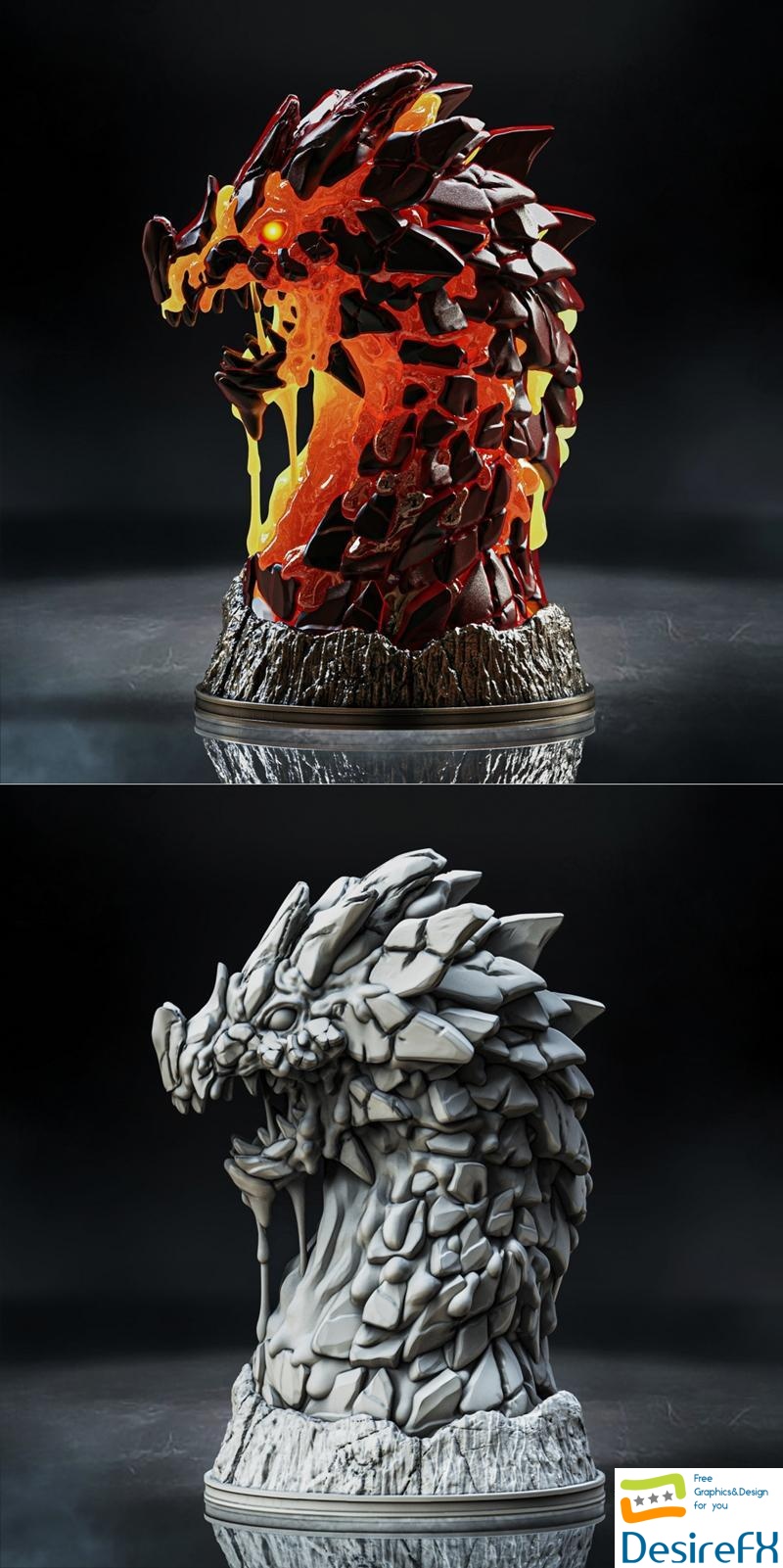 Magma Dragon Bust 3D Print