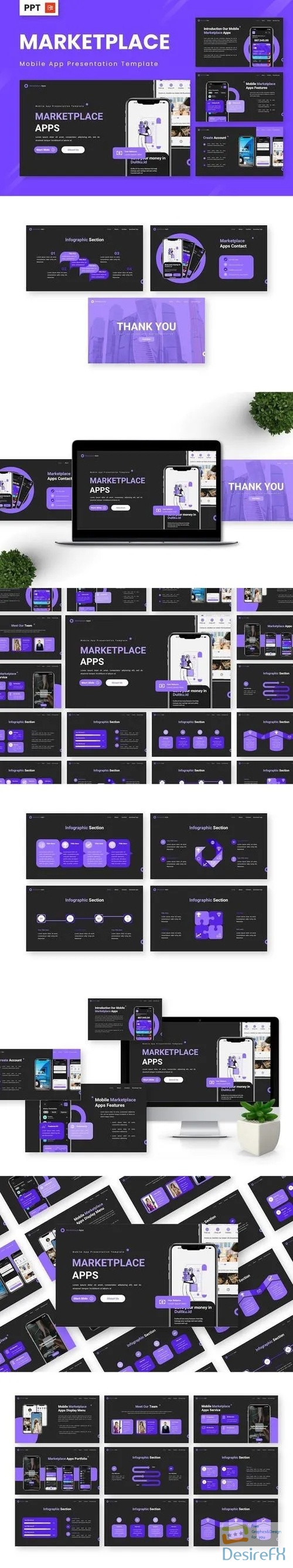Marketplace Apps - Mobile App Powerpoint Templates