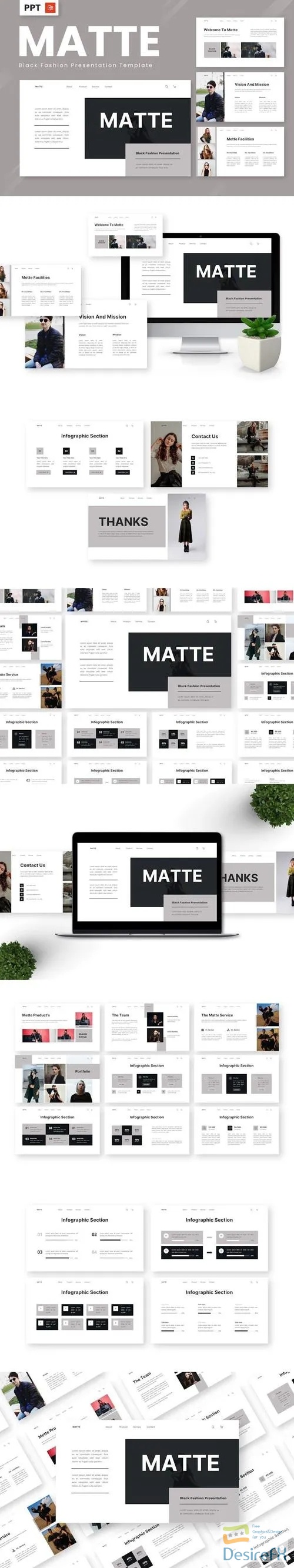Matte - Black Fashion Powerpoint Templates