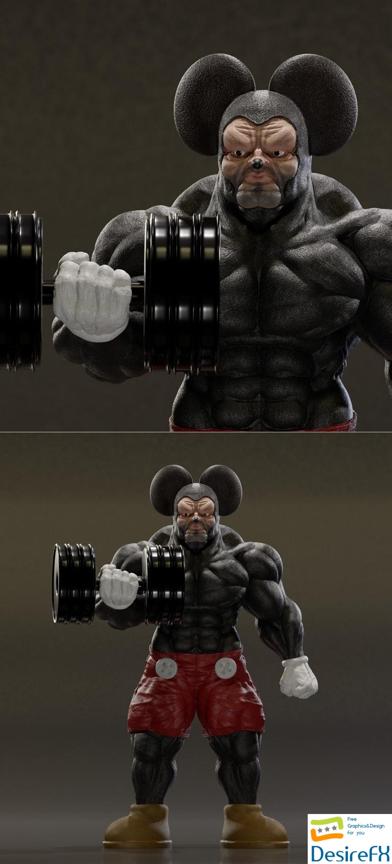 Mickey Bodybuilder 3D Print