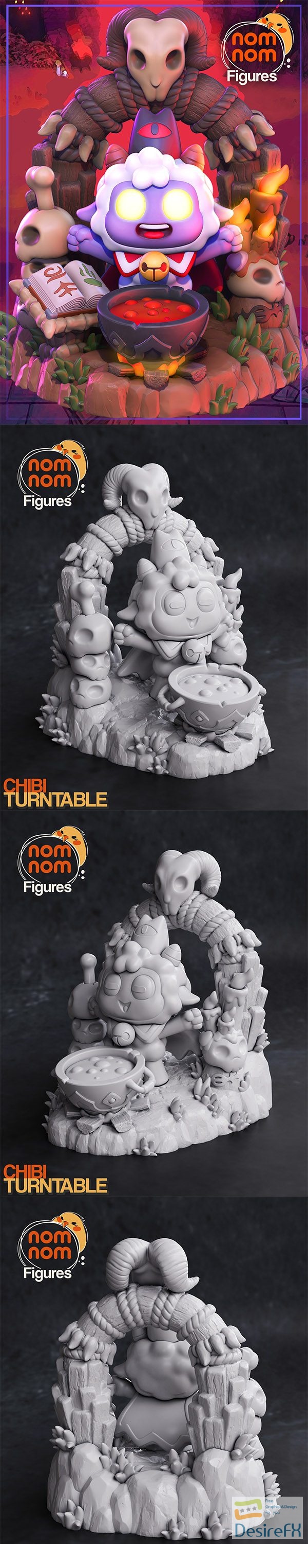 Nomnom Figures – Chibi Lamb – Cult of the Lamb – 3D Print