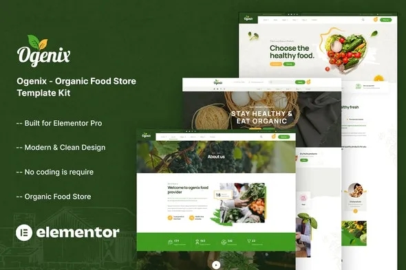 Ogenix - Organic Food Store Elementor Template Kit 51546560