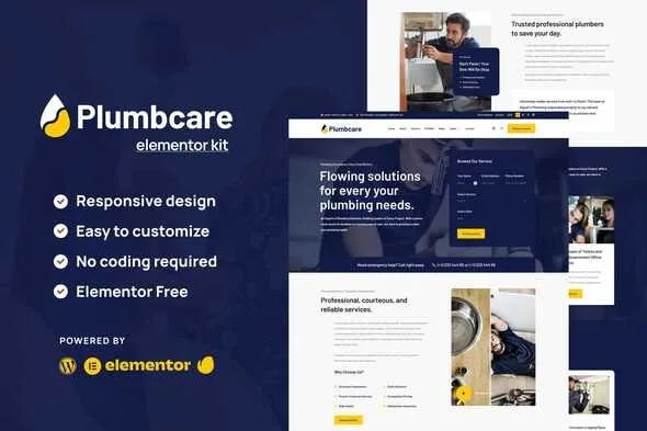 PlumbCare - Plumbing Service Elementor Template Kit 51839090