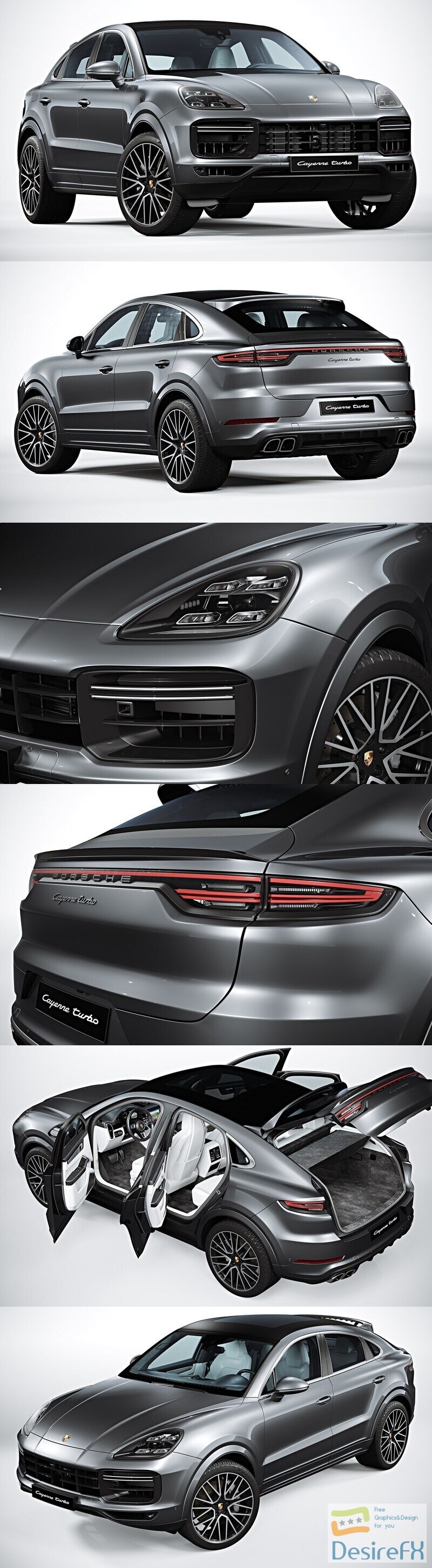 Porsche Cayenne Turbo Coupe 2020 with HQ interior 3D Model