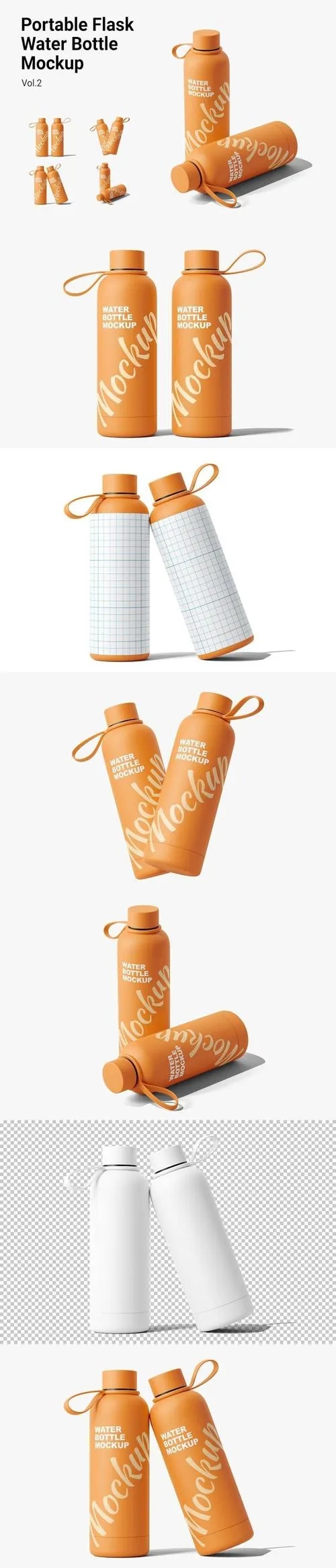 Portable Flask Water Bottle Mockup Vol.2