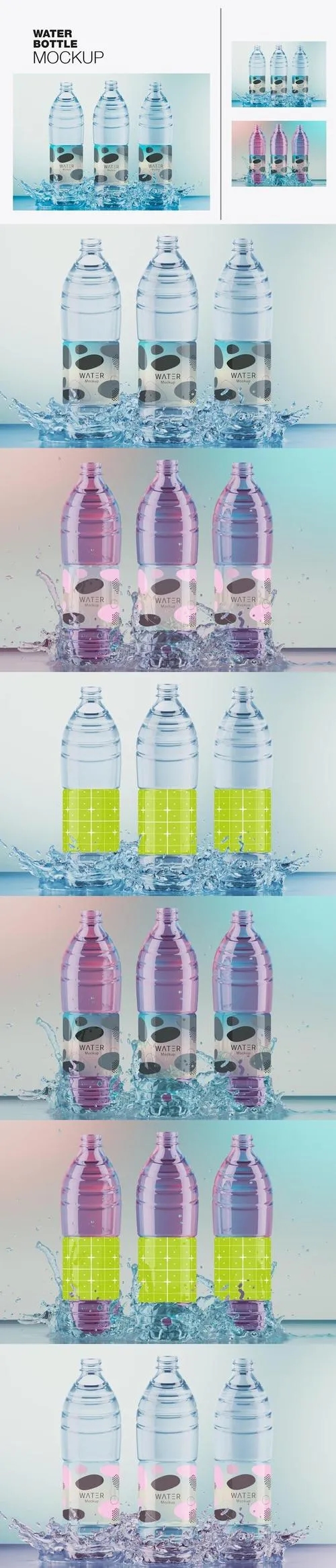 Set Water Bottles Mockup