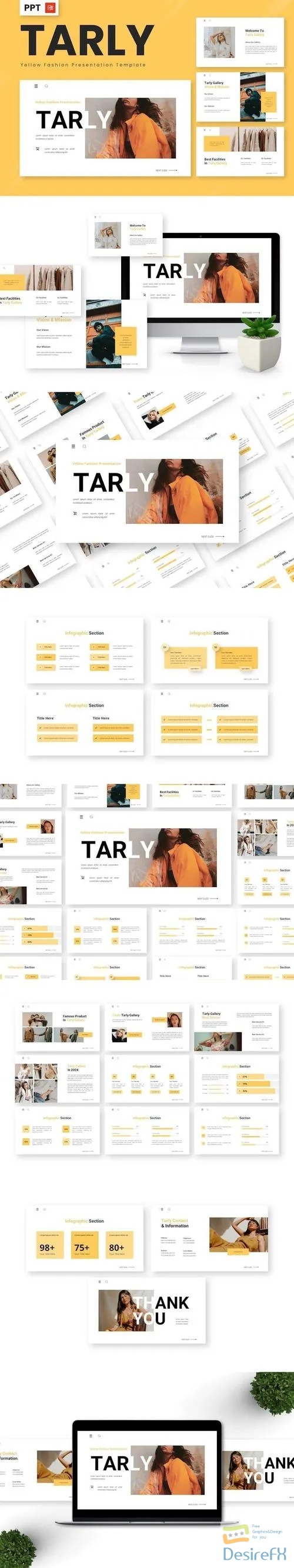 Tarly - Yellow Fashion Powerpoint Templates