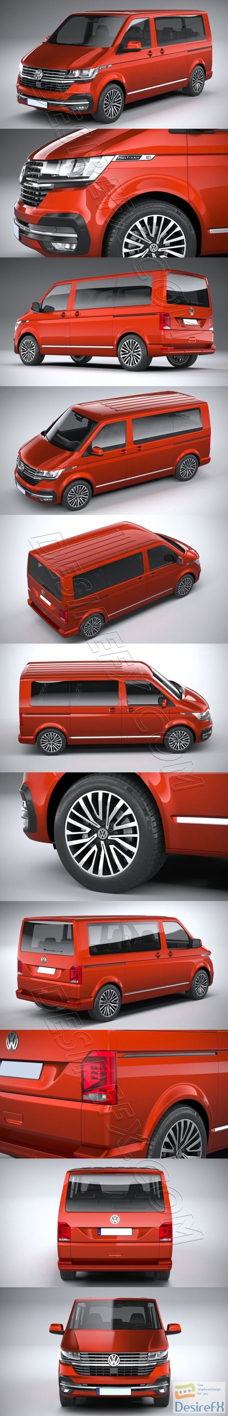 Volkswagen Transporter T6.1 Multivan 2020 3D Model