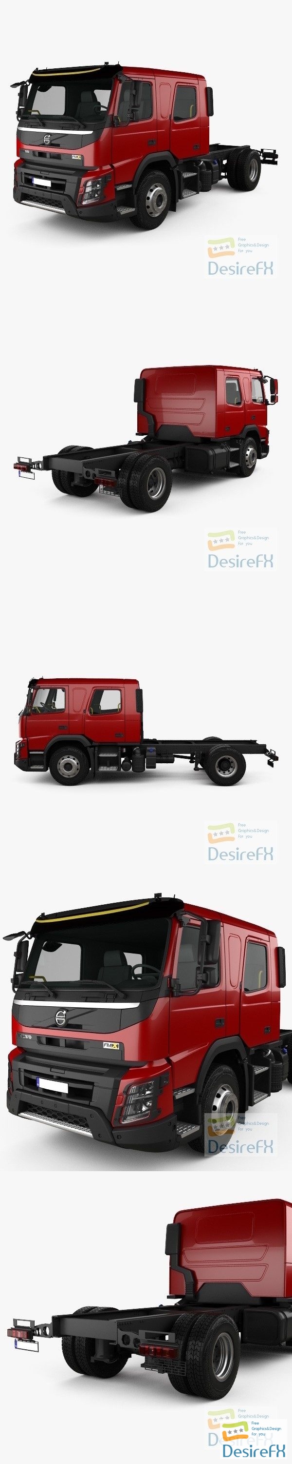 Volvo FMX Crew Cab Chassis Truck 2014 3D Model